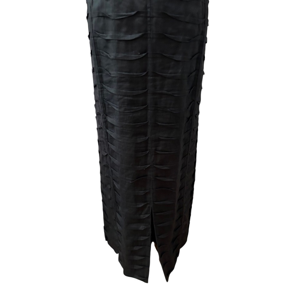 JSong Collection Black 100% Linen Textured Maxi Skirt Size 18 Plus Size Formal - Picture 5 of 8